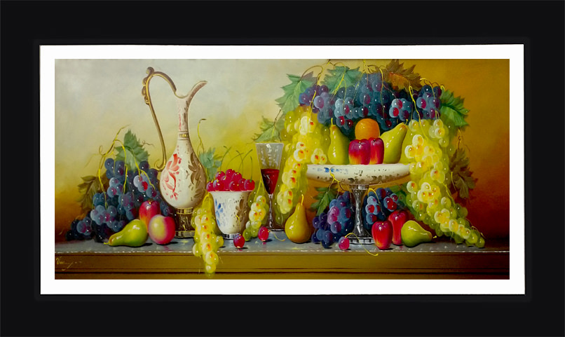 Cuadro Bodegón Frutales y Copa