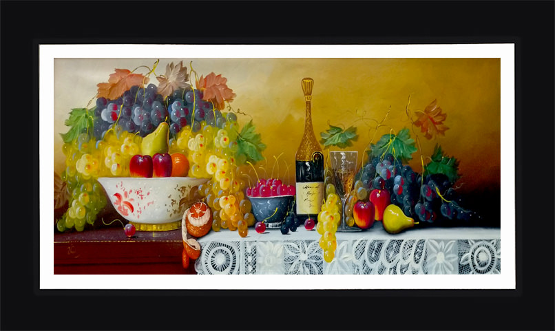 Cuadro Bodegón Frutas y Vino