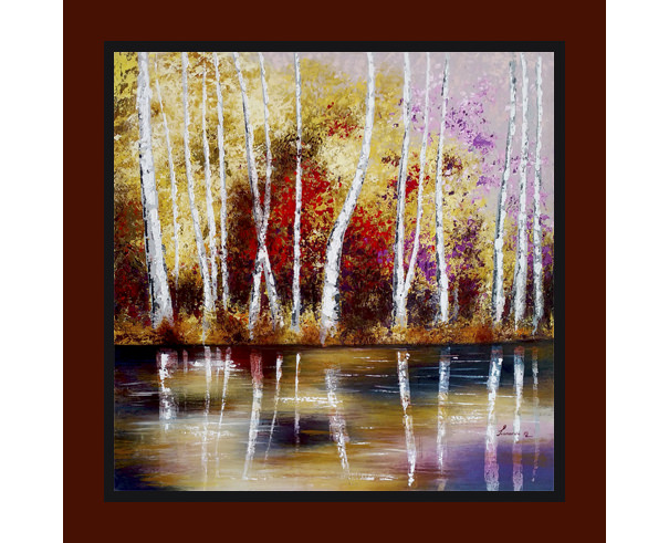 Cuadro Paisaje Reflejo de Bosque en Lago