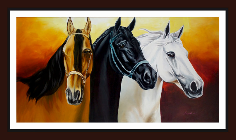 Cuadro Caballos Cuadro Retrato Tres Caballos